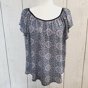 Philosophy Medallion Flutter Sleeve Blouse Size S